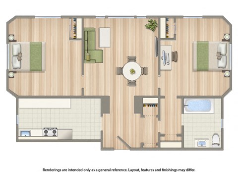 the calverton apartments two bedroom floor plan